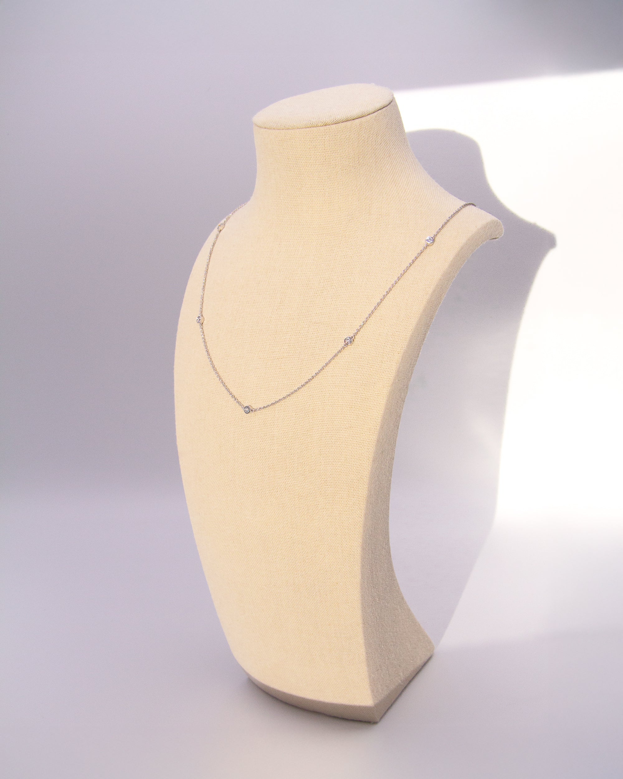 The Bezel Diamond Station Necklace White Gold