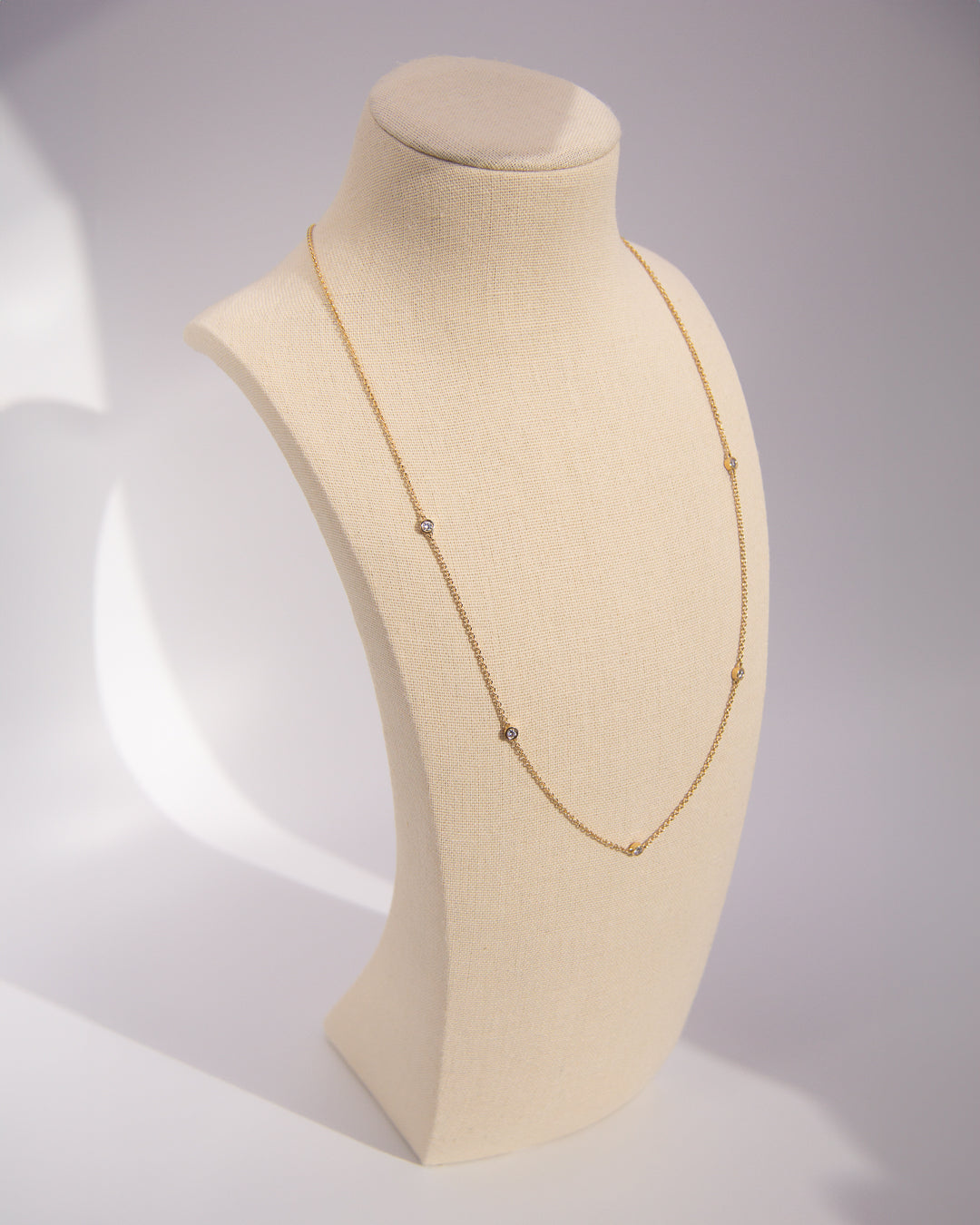 The Bezel Diamond Station Necklace Gold