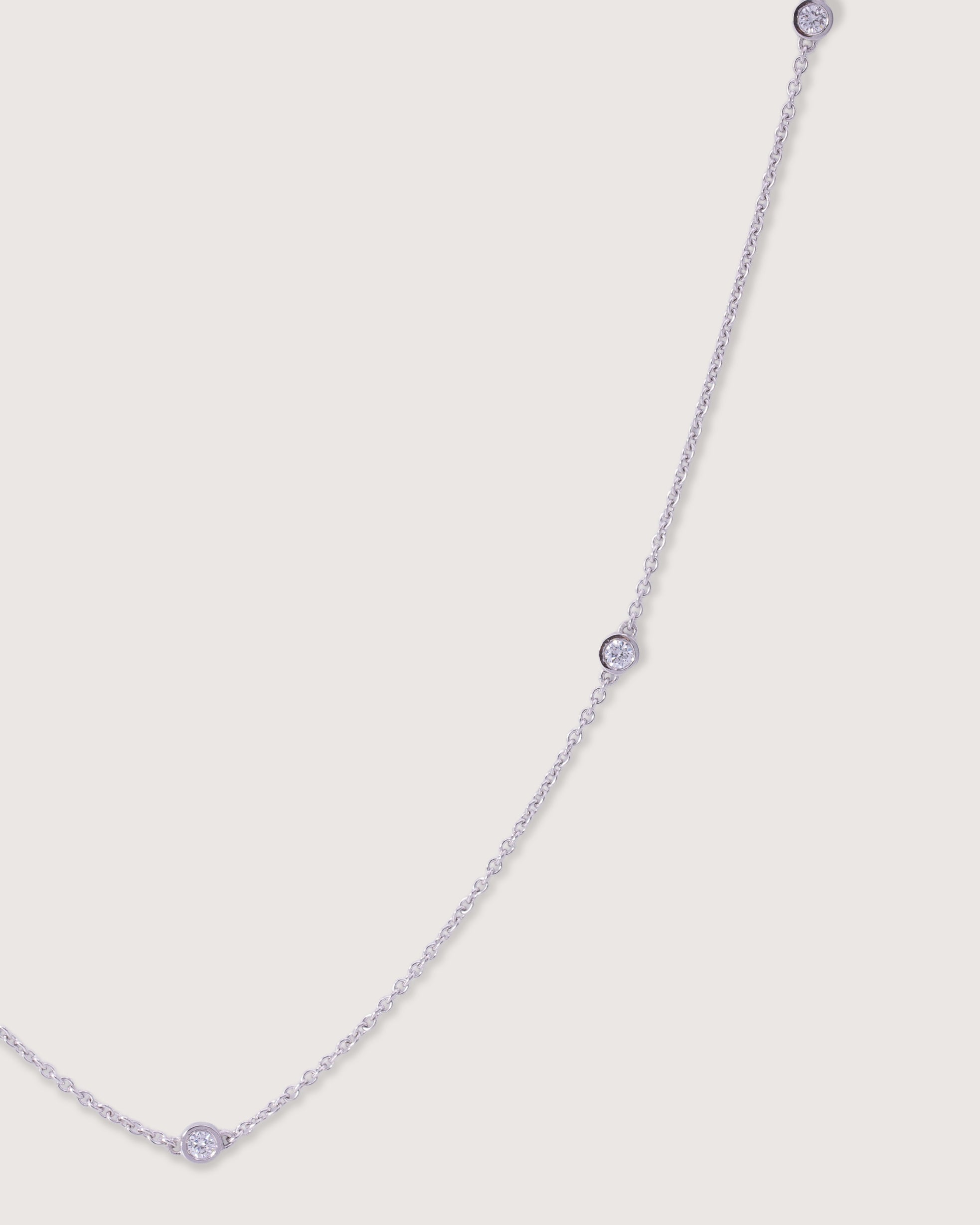 The Bezel Diamond Station Necklace White Gold