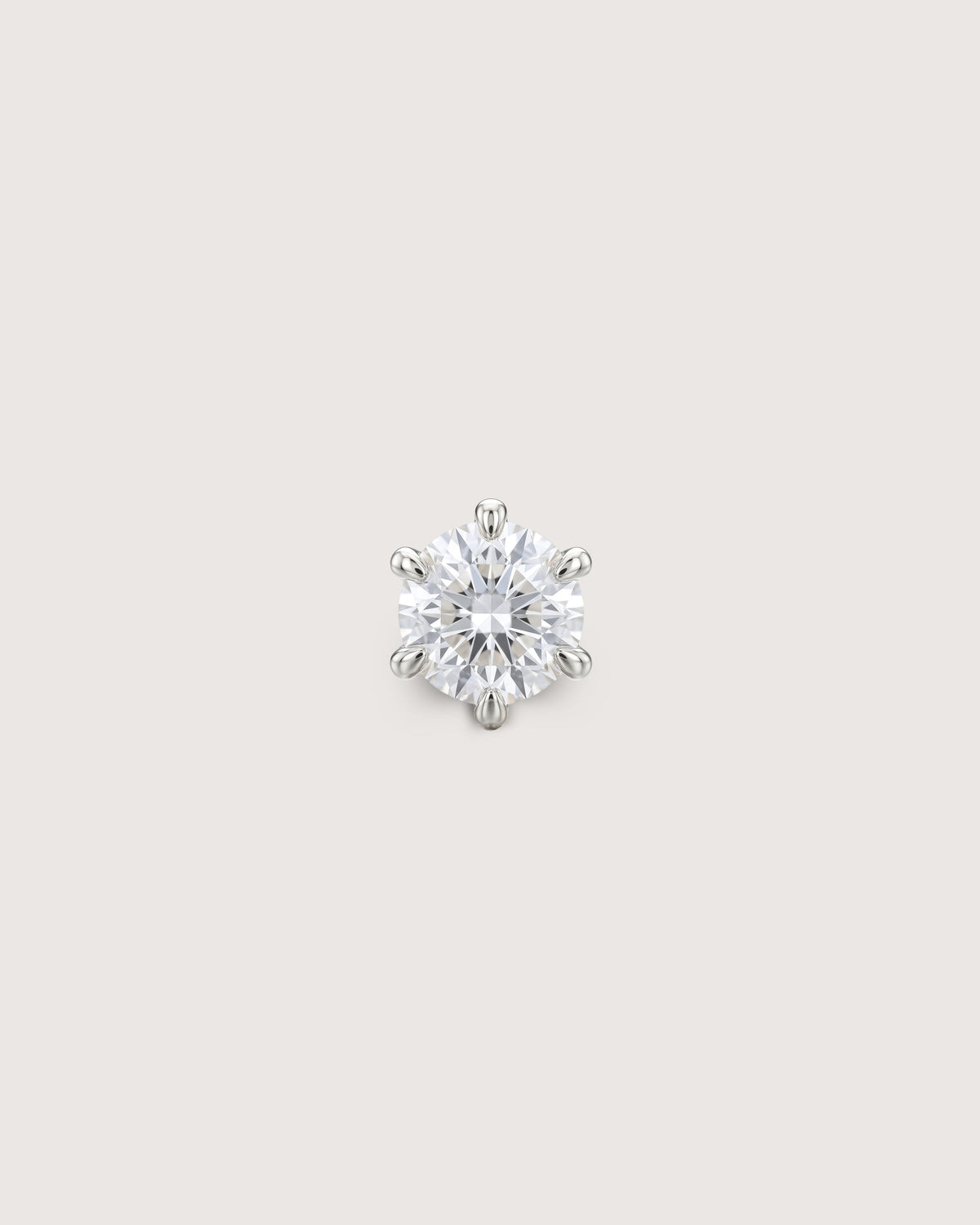 The Petite Solitaire Diamond Stud in solid 14K recycled white gold, set with a 3mm brilliant-cut lab-grown diamond.