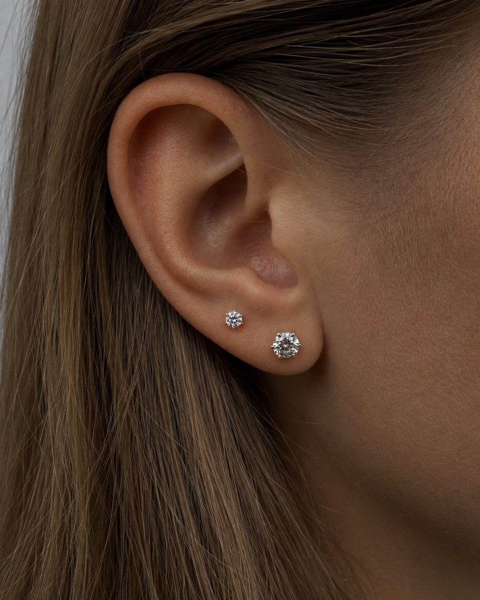 The Petite Solitaire Diamond Stud White Gold