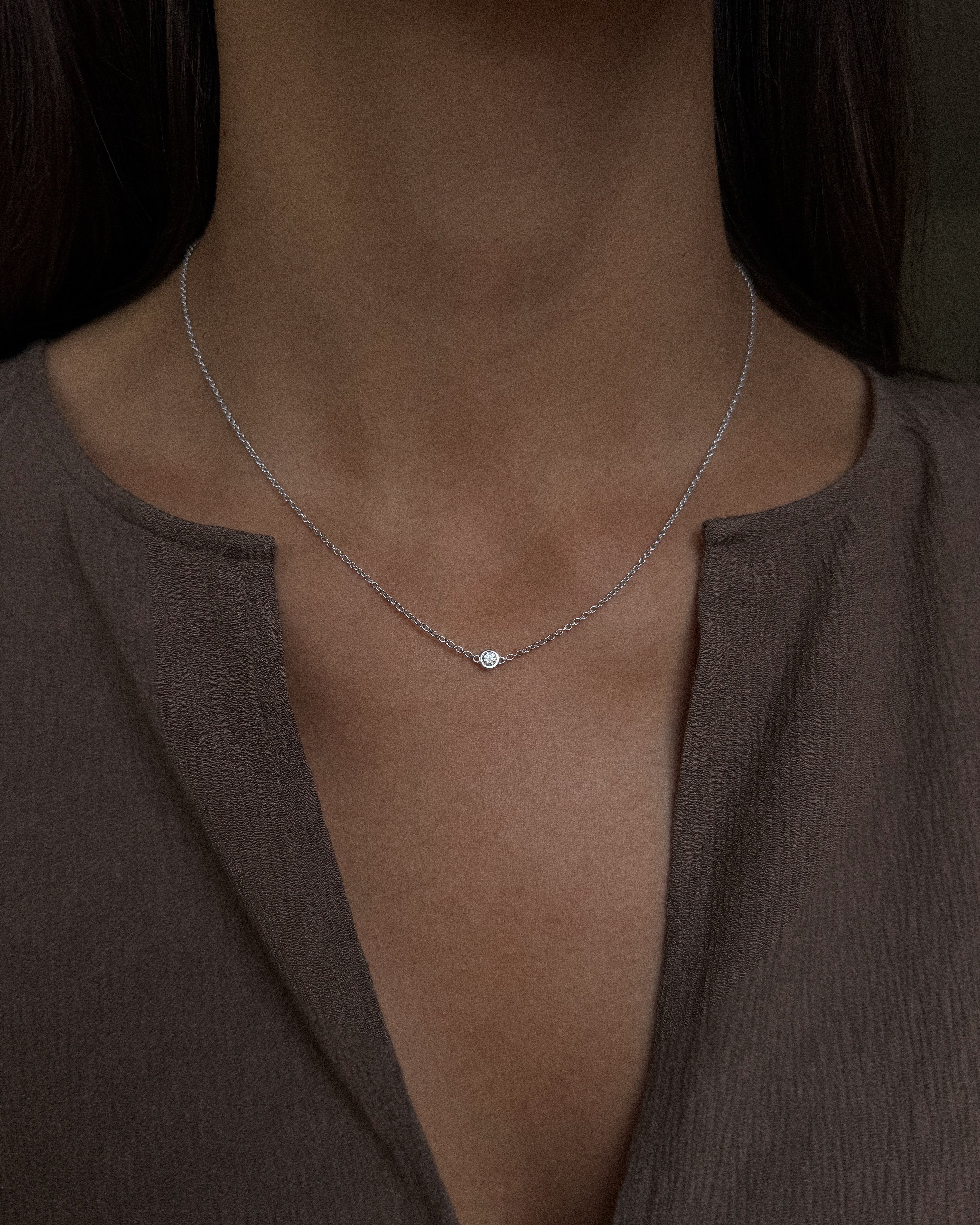 The Bezel Diamond Necklace White Gold