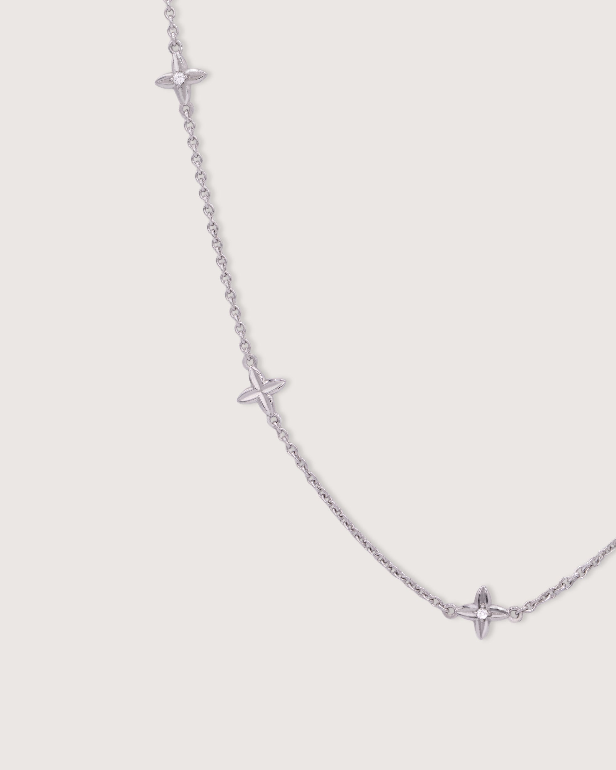 The Flora Station Necklace White Gold